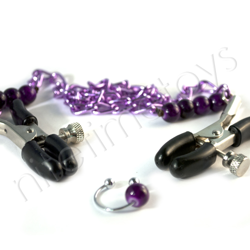 Purple Chain Nipple Clamps with Navel Ring TEXT_CLOSE_WINDOW